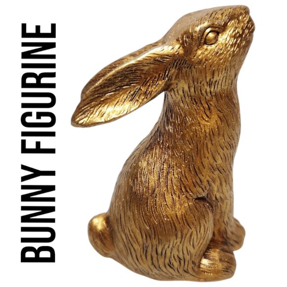 Gold Tone Easter Bunny Rabbit Figurine Target Retro Antique Style Bullseye Decor - Picture 1 of 14
